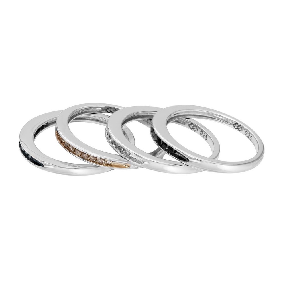 Stackable Diamond Silver Rings